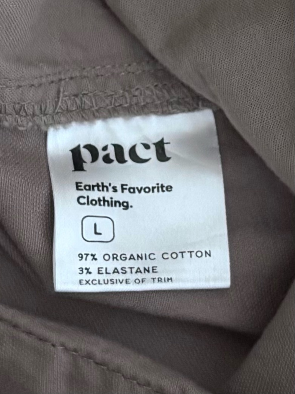 Pact Daily Twill Crop Pants Taupe Organic Cotton Wide Leg L - Picture 6 of 9